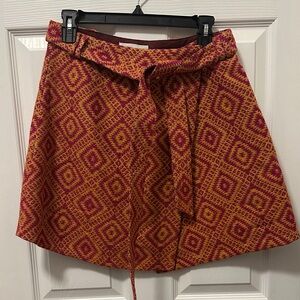 Anthropologie Red and Yellow Mini Skirt
